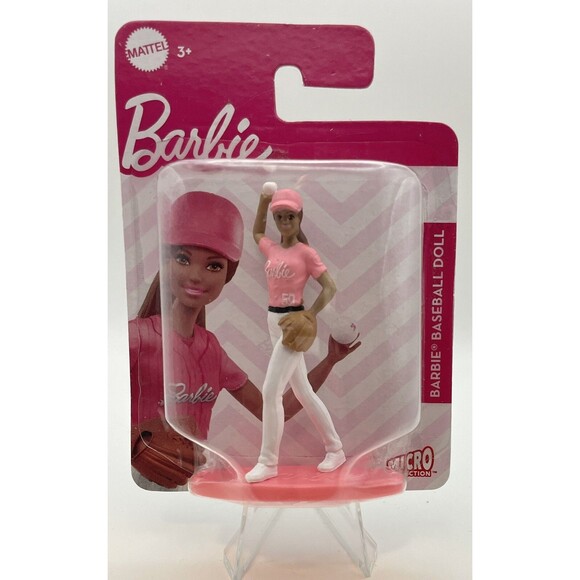 2021 Mattel BARBIE Micro Collection Baseball Doll African American 3” Tall - Picture 1 of 2